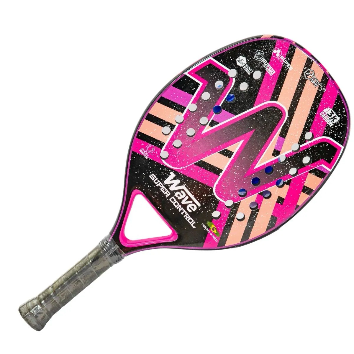 Raquete Beach Tennis Wave SuperControl Rosa e Preto Carbono 3k